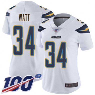 Los Angeles Chargers NFL Football Derek Watt White Jersey Women Limited 34 Road 100th Season Vapor Untouchable